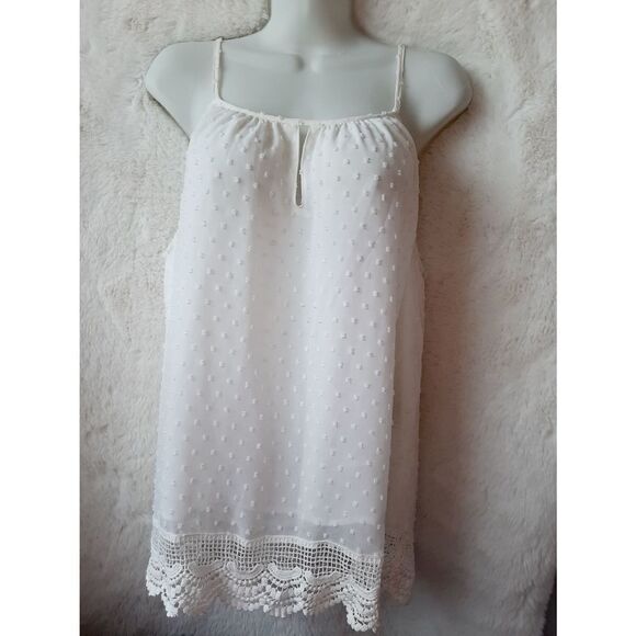 Soho NYC white sleeveless swiss dot lace medium blouse - Picture 1 of 4
